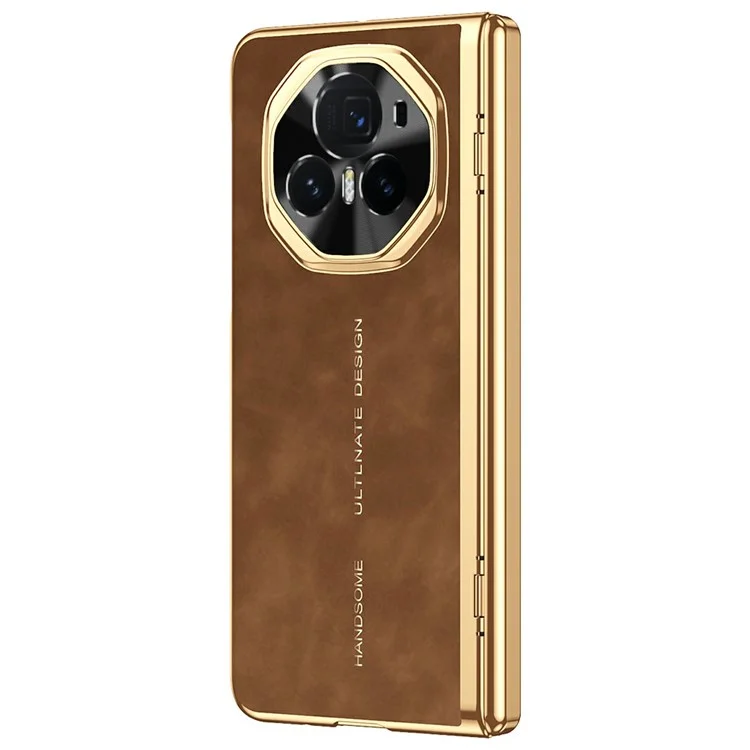 Étui pour téléphone Honor Magic V3 5G avec film en verre trempé, revêtement en cuir électrolytique et PC - Marron