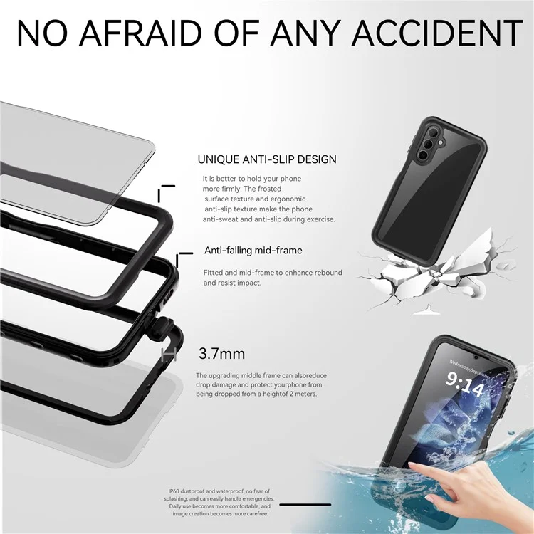 Coque REDPEPPER pour Samsung Galaxy A16 5G / 4G IP68 étanche PC+TPU - Noire