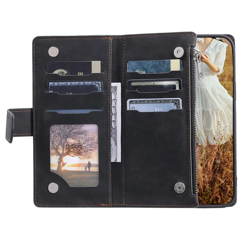 Style 005 For Samsung Galaxy A56 5G Wallet Case Rhombus Stitching Line PU Leather Phone Cover - Black