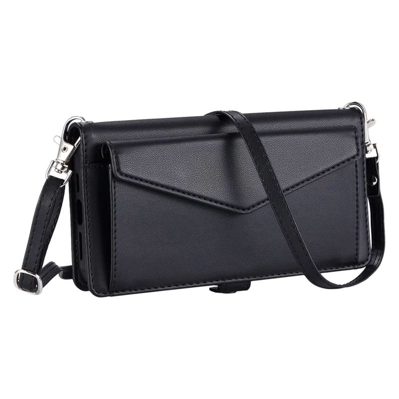 For Samsung Galaxy A56 5G Leather Case Wallet Stand Phone Cover with Straps - Black
