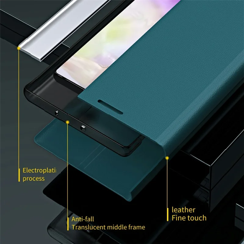 For Samsung Galaxy A36 5G Case Anti-Drop Leather Phone Cover with Stand - Green