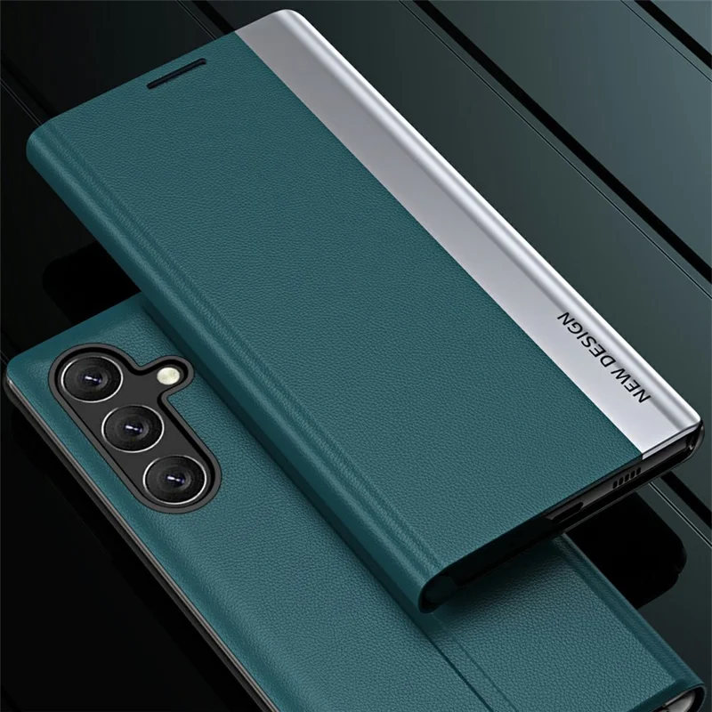 For Samsung Galaxy A36 5G Case Anti-Drop Leather Phone Cover with Stand - Green