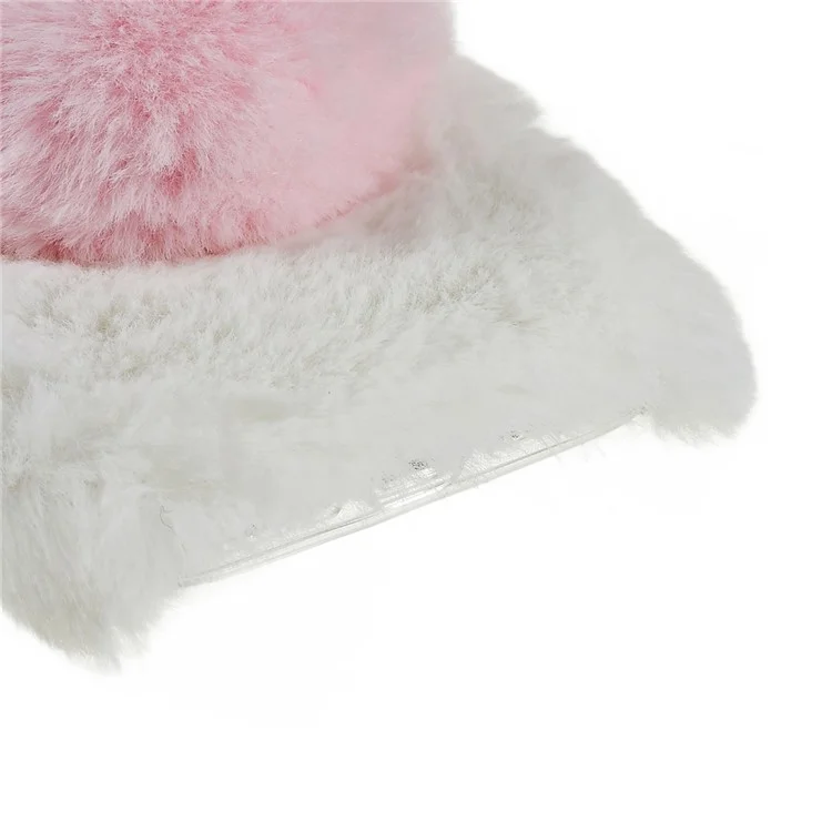 For iPhone 14 Pro Max Soft Fluffy Plush TPU Protective Case Love Heart Design Winter Phone Back Cover - White