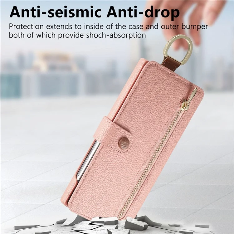 For Samsung Galaxy S24 Ultra Case RFID Blocking Zipper Wallet PU Leather Mobile Cover - Pink