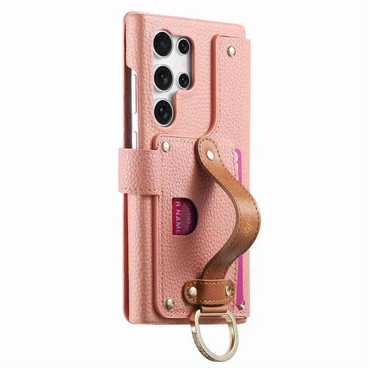 For Samsung Galaxy S24 Ultra Case RFID Blocking Zipper Wallet PU Leather Mobile Cover - Pink