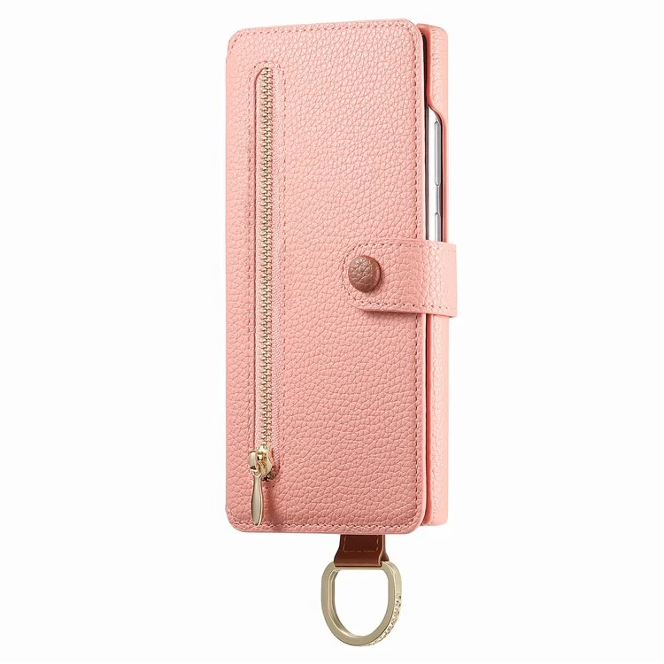 For Samsung Galaxy S24 Ultra Case RFID Blocking Zipper Wallet PU Leather Mobile Cover - Pink