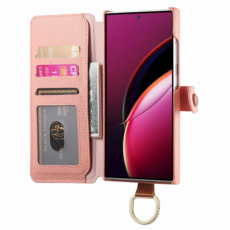 For Samsung Galaxy S24 Ultra Case RFID Blocking Zipper Wallet PU Leather Mobile Cover - Pink