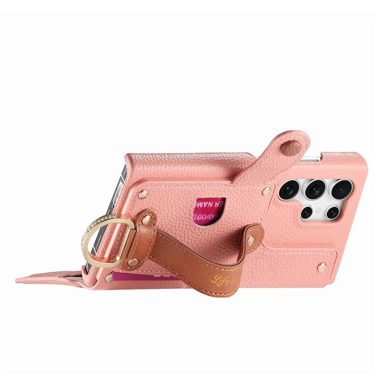 For Samsung Galaxy S24 Ultra Case RFID Blocking Zipper Wallet PU Leather Mobile Cover - Pink