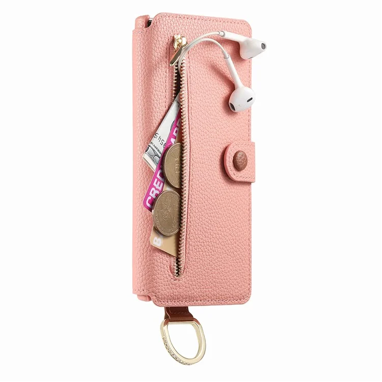 For Samsung Galaxy S24 Ultra Case RFID Blocking Zipper Wallet PU Leather Mobile Cover - Pink