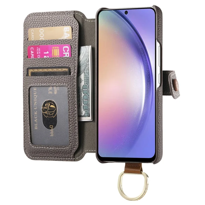 For Samsung Galaxy A05s 4G Case RFID Blocking Zipper Wallet PU Leather Mobile Cover - Grey