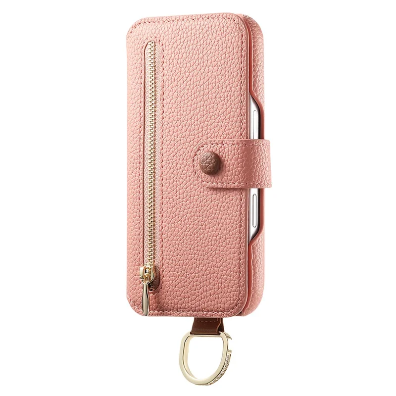For Samsung Galaxy A14 4G / 5G Case RFID Blocking Zipper Wallet PU Leather Mobile Cover - Pink