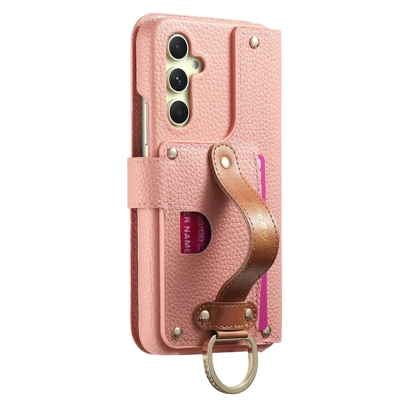 For Samsung Galaxy A14 4G / 5G Case RFID Blocking Zipper Wallet PU Leather Mobile Cover - Pink