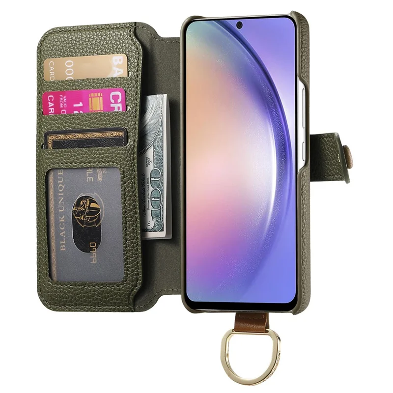 For Samsung Galaxy A14 4G / 5G Case RFID Blocking Zipper Wallet PU Leather Mobile Cover - Green