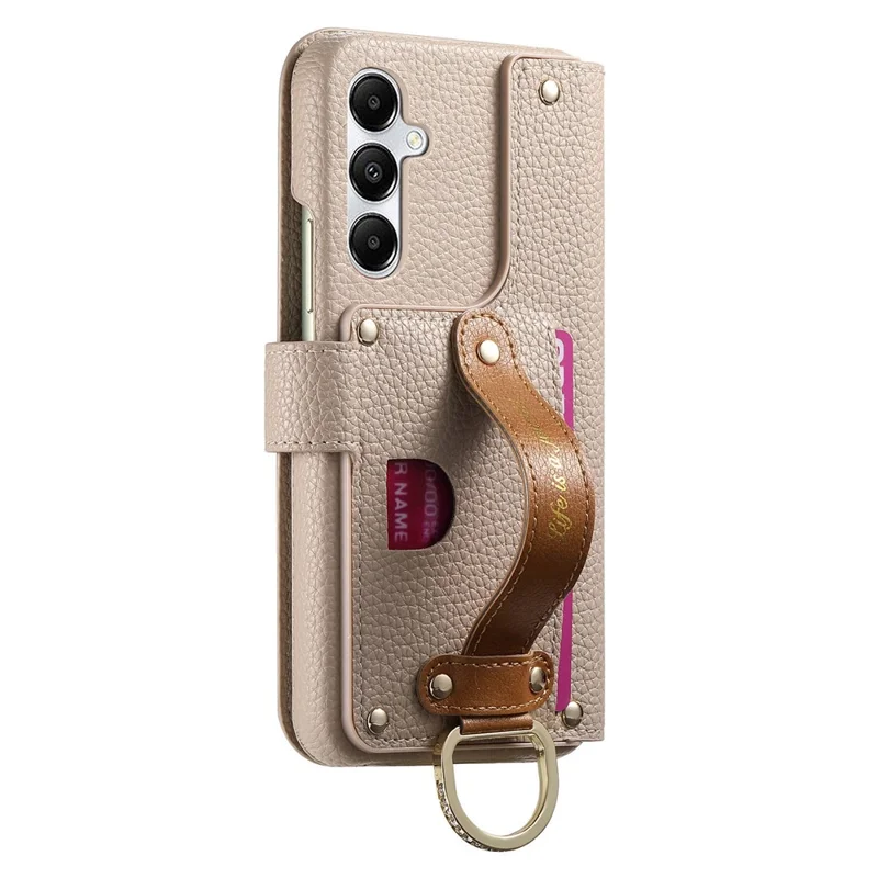For Samsung Galaxy A55 5G Case RFID Blocking Zipper Wallet PU Leather Mobile Cover - Khaki