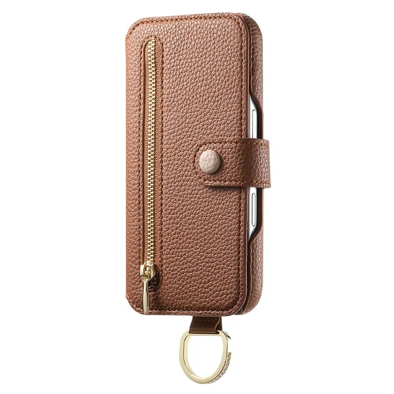 For Samsung Galaxy A55 5G Case RFID Blocking Zipper Wallet PU Leather Mobile Cover - Brown