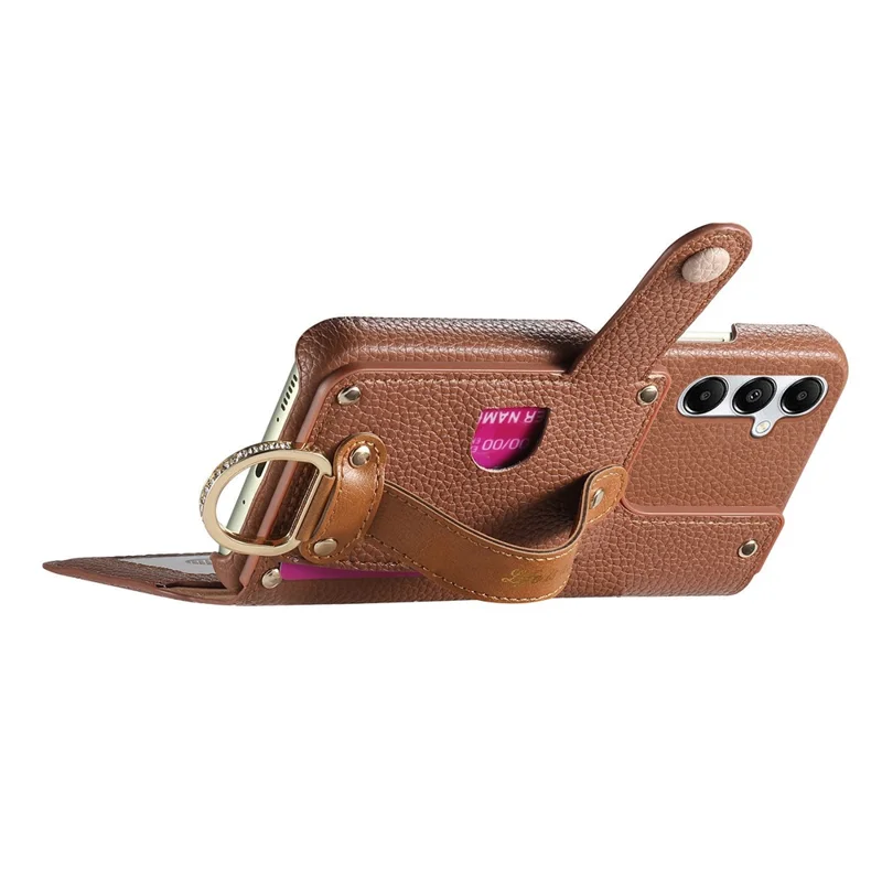 For Samsung Galaxy A55 5G Case RFID Blocking Zipper Wallet PU Leather Mobile Cover - Brown