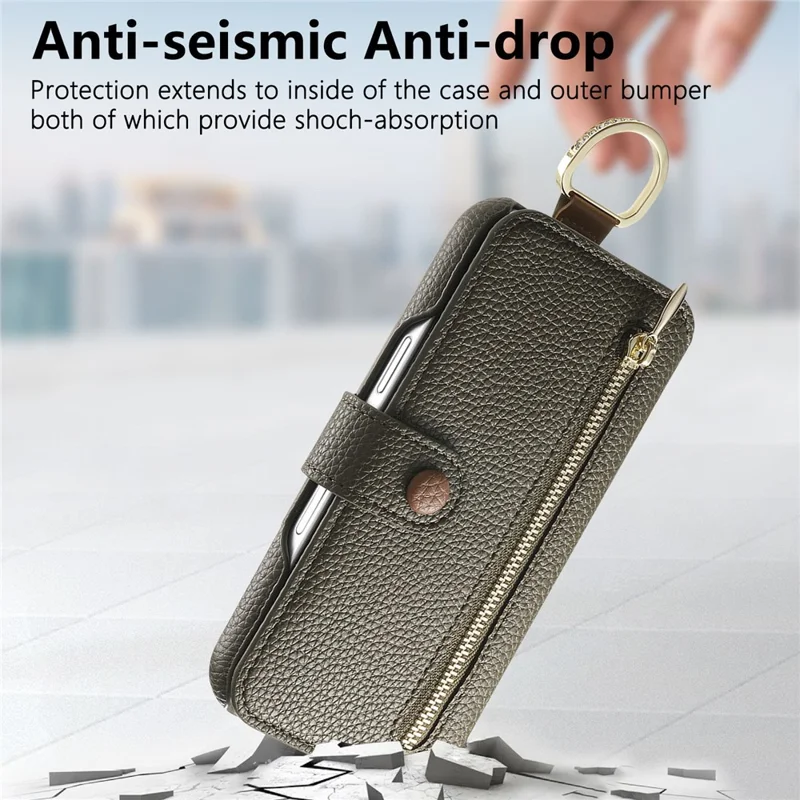 For Samsung Galaxy A55 5G Case RFID Blocking Zipper Wallet PU Leather Mobile Cover - Green