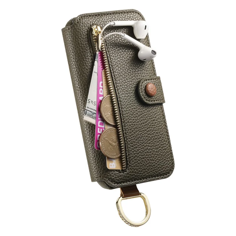 For Samsung Galaxy A55 5G Case RFID Blocking Zipper Wallet PU Leather Mobile Cover - Green