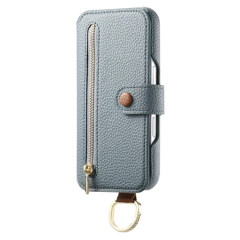 For Samsung Galaxy A55 5G Case RFID Blocking Zipper Wallet PU Leather Mobile Cover - Blue