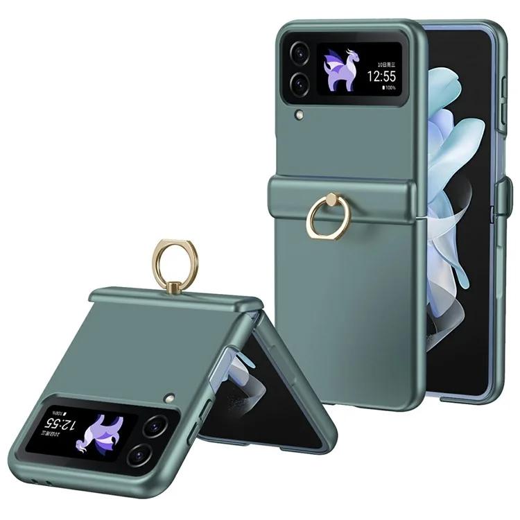 Étui pour Samsung Galaxy Z Flip3 5G avec support anneau et béquille, coque de téléphone en PC - Vert