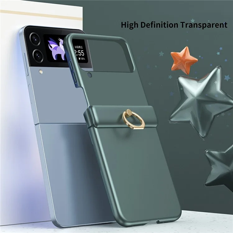 Étui pour Samsung Galaxy Z Flip3 5G avec support anneau et béquille, coque de téléphone en PC - Vert