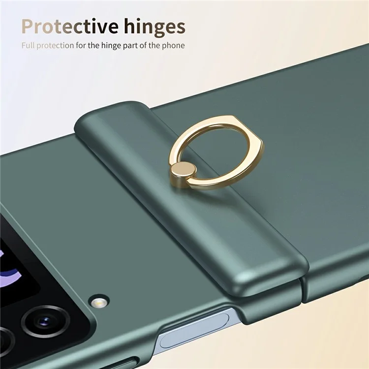 Étui pour Samsung Galaxy Z Flip3 5G avec support anneau et béquille, coque de téléphone en PC - Vert