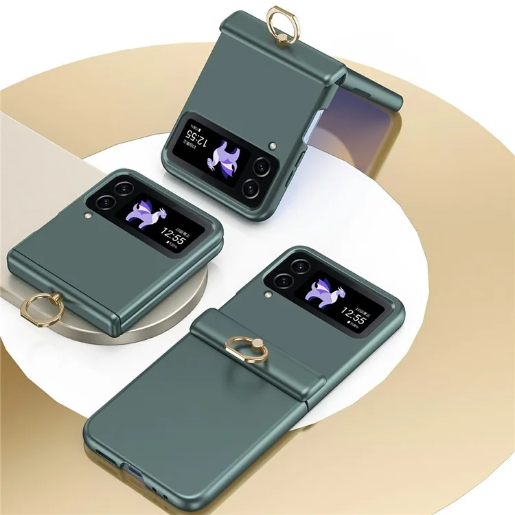 Étui pour Samsung Galaxy Z Flip3 5G avec support anneau et béquille, coque de téléphone en PC - Vert