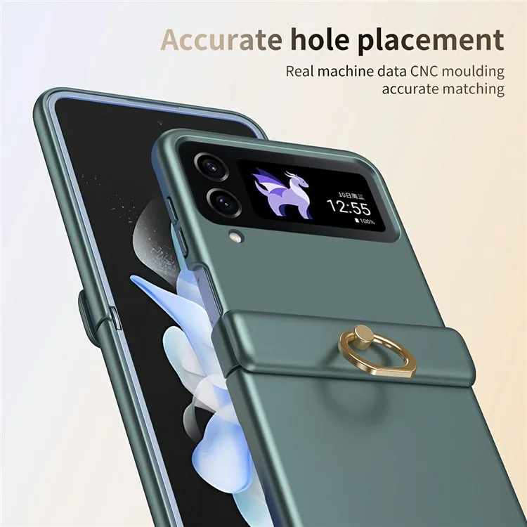 Étui pour Samsung Galaxy Z Flip3 5G avec support anneau et béquille, coque de téléphone en PC - Vert