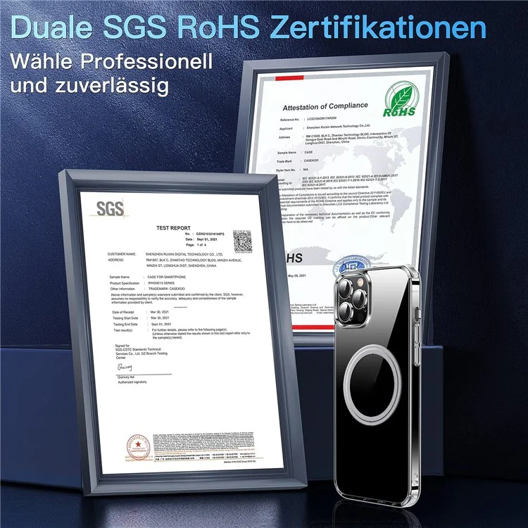 Für iPhone 16 Pro Max Handyhülle kompatibel mit MagSafe, TPU+PC transparente Rückseite