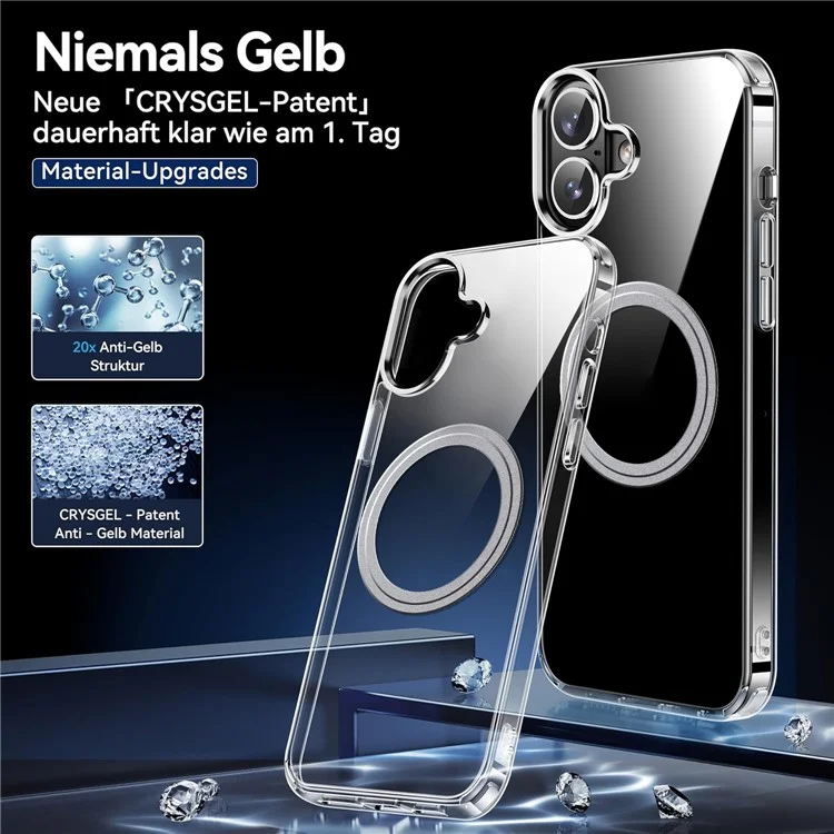 For iPhone 16 Phone Case Compatible with MagSafe TPU+PC Clear Back Cover