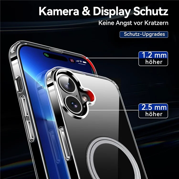 For iPhone 16 Phone Case Compatible with MagSafe TPU+PC Clear Back Cover