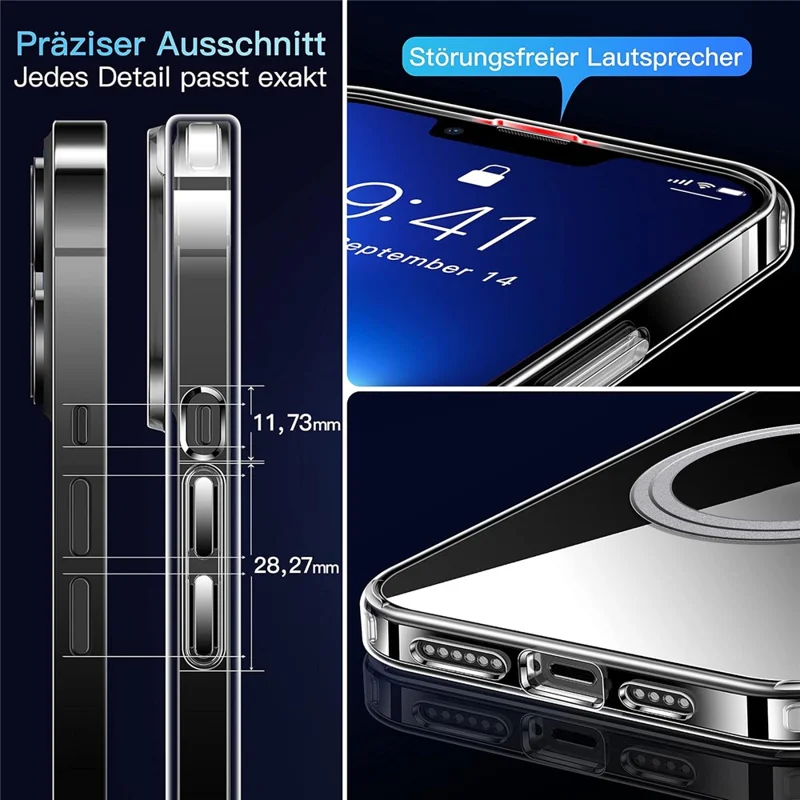 Obudowa do iPhone 15 Pro Max zgodna z MagSafe, przezroczysta tylna pokrywa TPU+PC