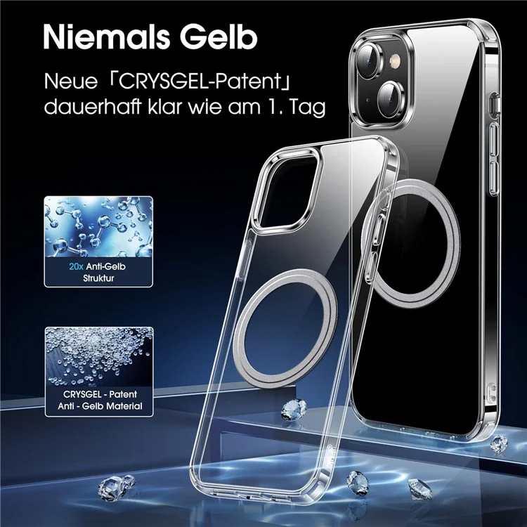 For iPhone 15 Phone Case Compatible with MagSafe TPU+PC Clear Back Cover