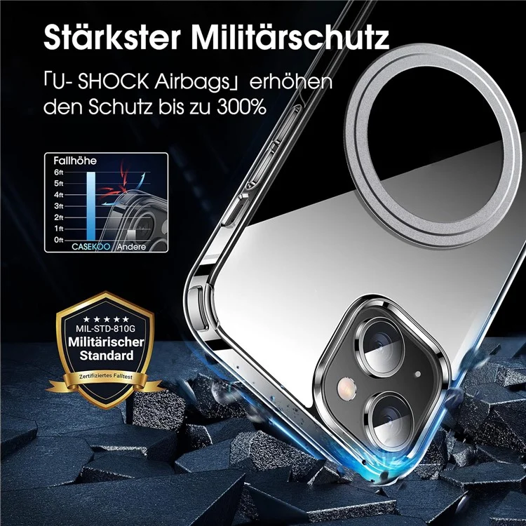For iPhone 15 Phone Case Compatible with MagSafe TPU+PC Clear Back Cover