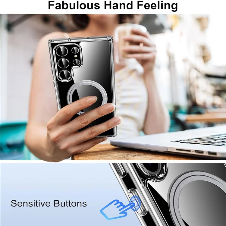 Für Samsung Galaxy S24 Ultra Handyhülle kompatibel mit MagSafe TPU+PC klare Rückabdeckung