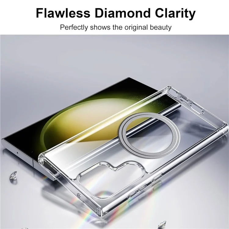 Für Samsung Galaxy S24 Ultra Handyhülle kompatibel mit MagSafe TPU+PC klare Rückabdeckung