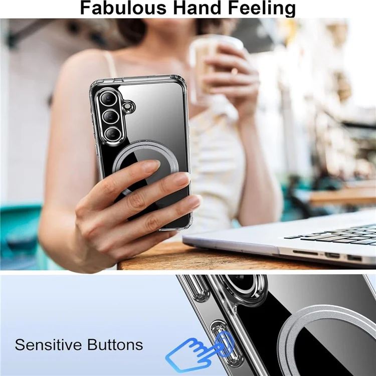 For Samsung Galaxy S23 FE Phone Case Compatible with MagSafe TPU+PC Clear Back Cover