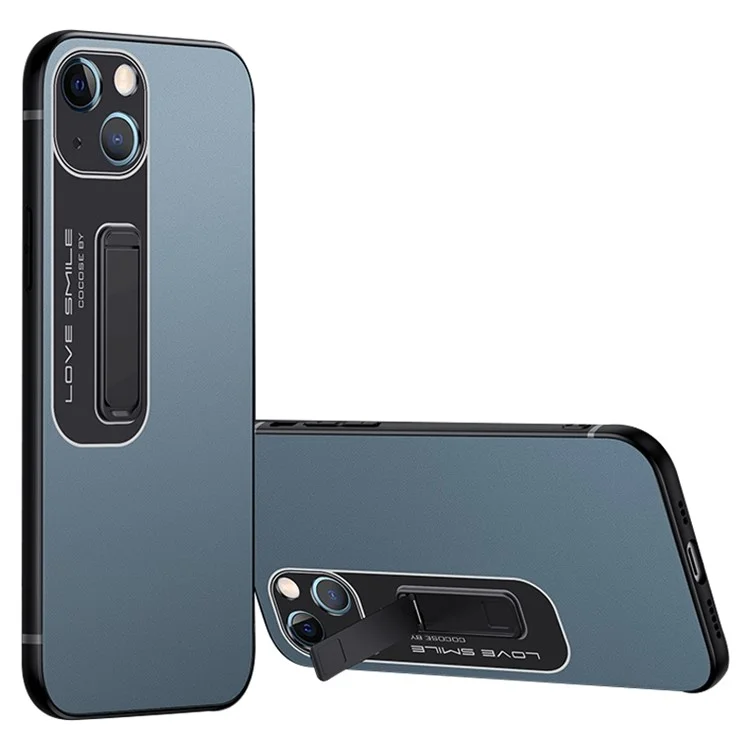 Slim Matte Phone Case Для Iphone 14 Plus, Drop-защищенная Мягкая TPU + Hard PC Cover с Скрытой Кипкой - Синий