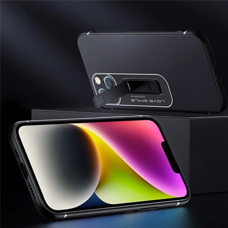 Slim Matte Phone Case Для Iphone 14 Plus, Drop-защищенная Мягкая TPU + Hard PC Cover с Скрытой Кипкой - Синий