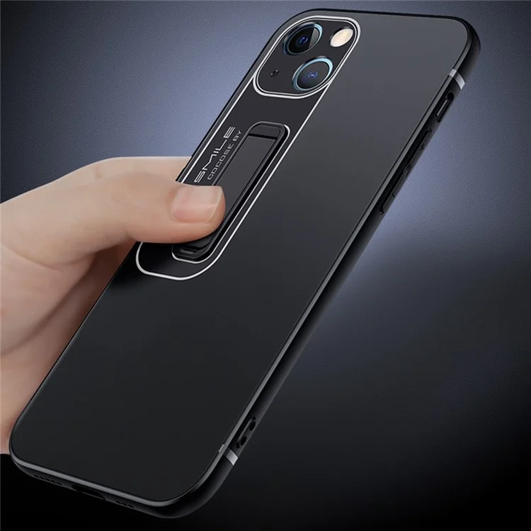 Slim Matte Phone Case Для Iphone 14 Plus, Drop-защищенная Мягкая TPU + Hard PC Cover с Скрытой Кипкой - Синий