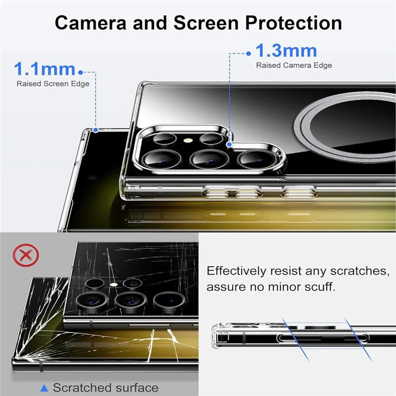 For Samsung Galaxy S22 Ultra 5G Phone Case Compatible with MagSafe TPU+PC Clear Back Cover