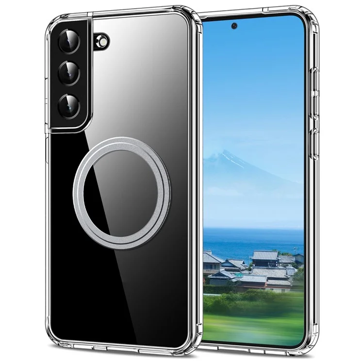 Capa de telefone compatível com Samsung Galaxy S22 5G, com MagSafe, de TPU+PC, com parte traseira transparente