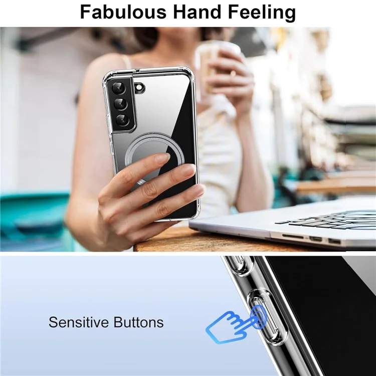 Capa de telefone compatível com Samsung Galaxy S22 5G, com MagSafe, de TPU+PC, com parte traseira transparente