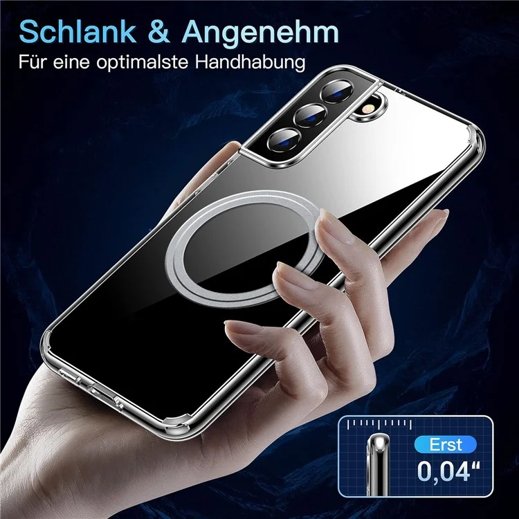 Capa de telefone compatível com Samsung Galaxy S22 5G, com MagSafe, de TPU+PC, com parte traseira transparente