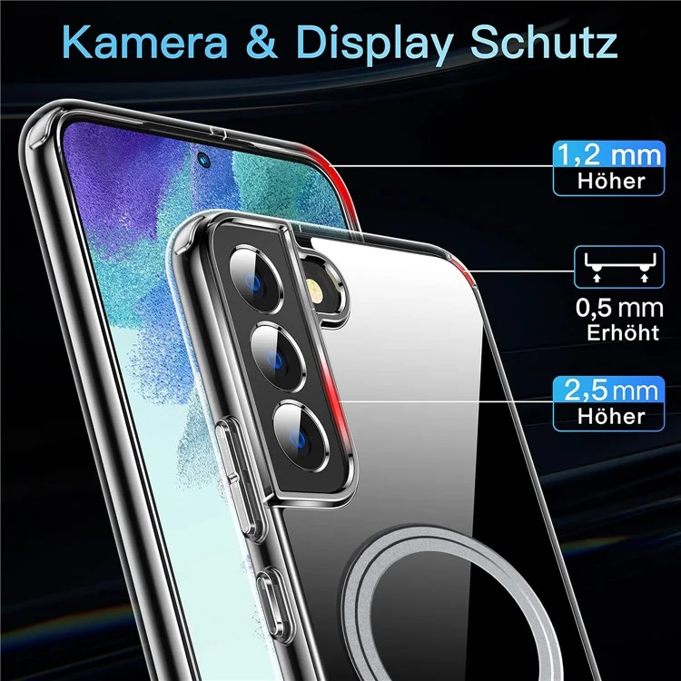 Capa de telefone compatível com Samsung Galaxy S22 5G, com MagSafe, de TPU+PC, com parte traseira transparente