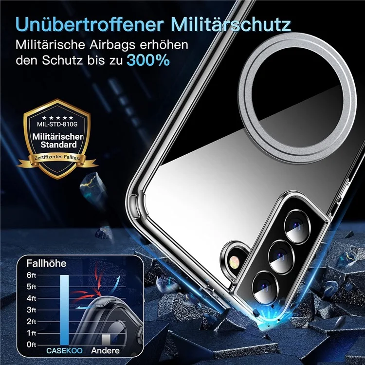 Capa de telefone compatível com Samsung Galaxy S22 5G, com MagSafe, de TPU+PC, com parte traseira transparente