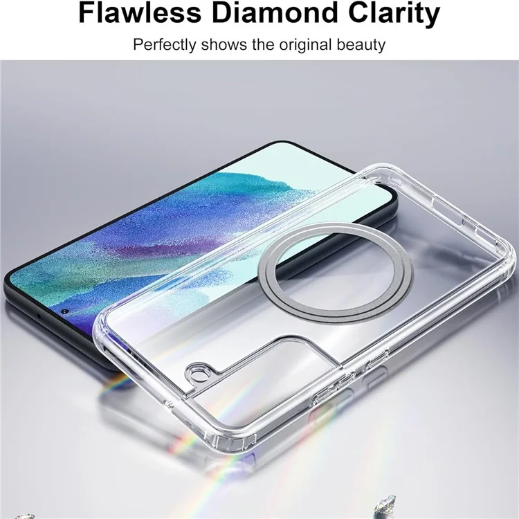 Capa de telefone compatível com Samsung Galaxy S22 5G, com MagSafe, de TPU+PC, com parte traseira transparente