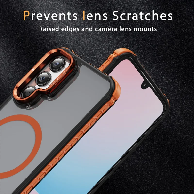 Coque pour Samsung Galaxy A36 5G avec support de lentille, dos mat compatible avec MagSafe - Orange