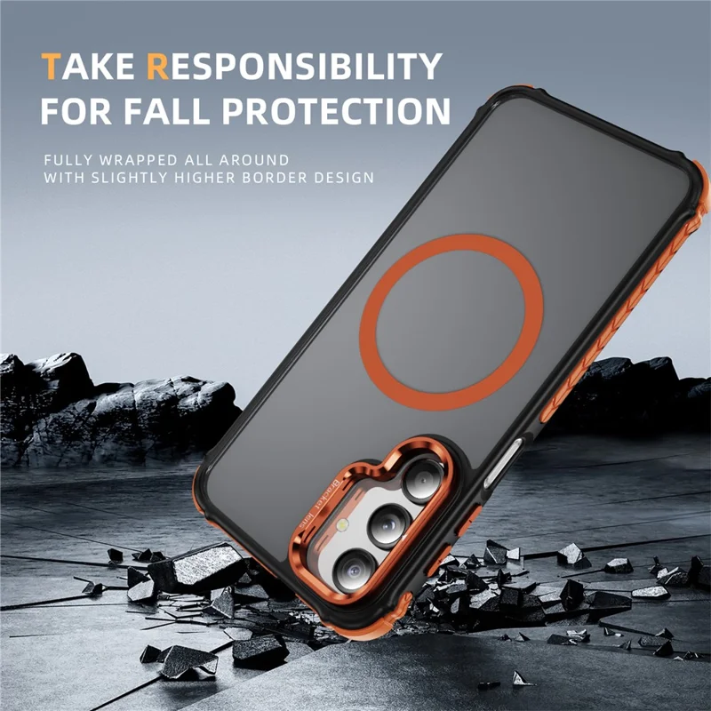 Coque pour Samsung Galaxy A36 5G avec support de lentille, dos mat compatible avec MagSafe - Orange