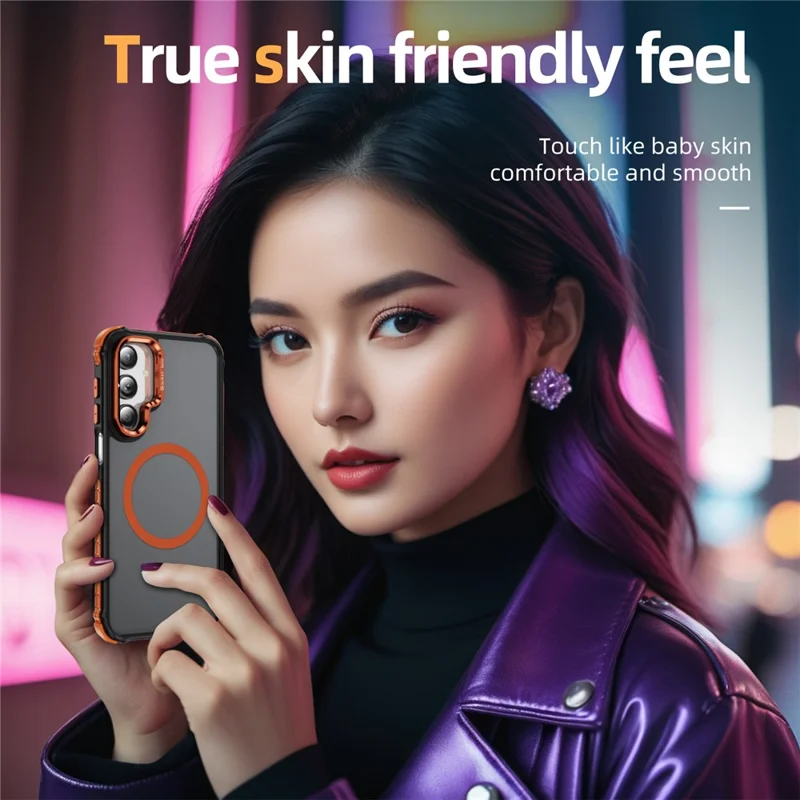 Coque pour Samsung Galaxy A36 5G avec support de lentille, dos mat compatible avec MagSafe - Orange